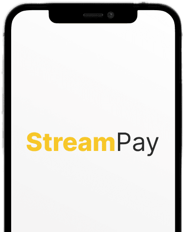 Mobile phone with the inscription StreamPay on the screen